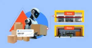 Robot delivering boxes to stores — supply chain automation and logistics improvement