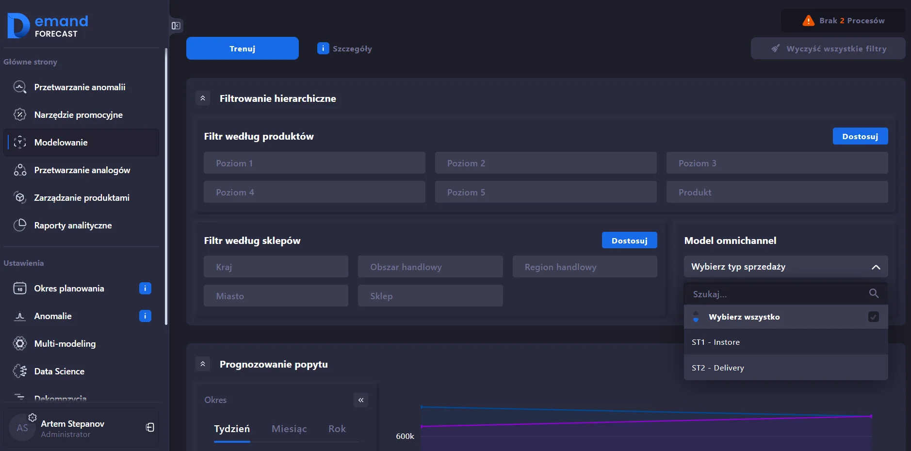 Interfejs SMART Demand Forecast do prognozowania popytu na różnych rynkach